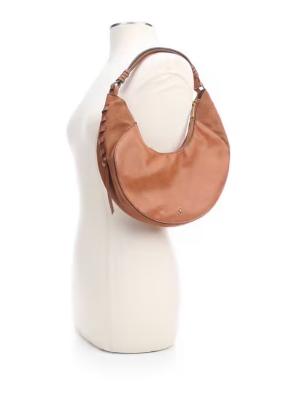 Sam & Libby Cognac Crescent-Style Hobo Bag
